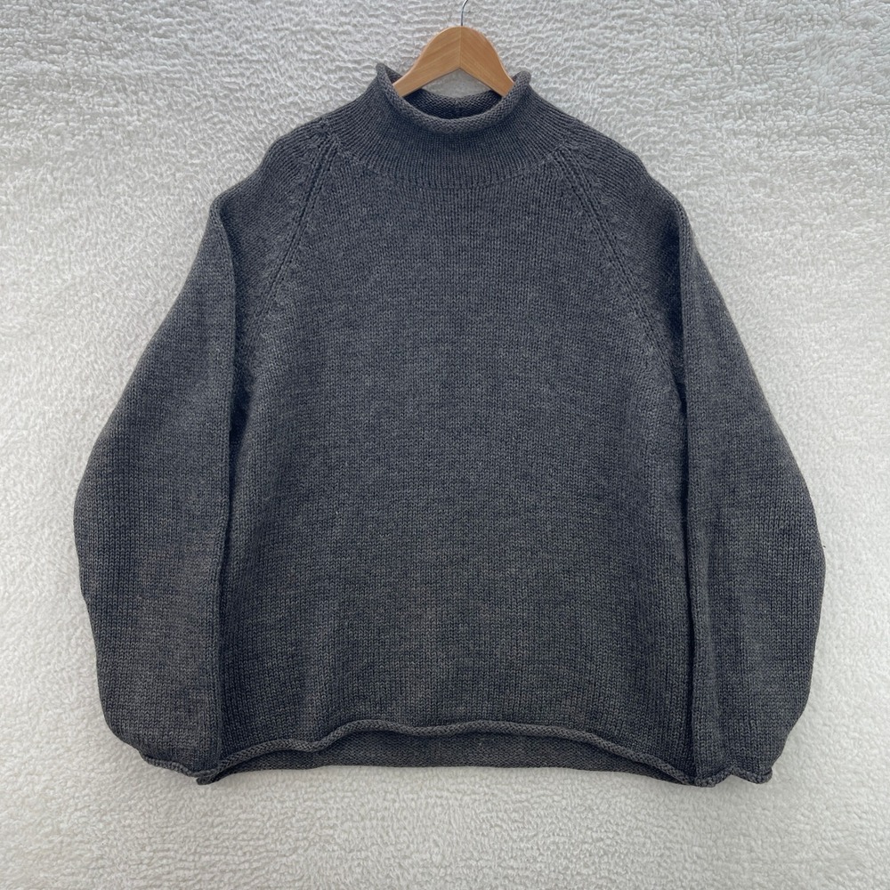 J Crew Sweater Mens XLT Gray Roll Neck Oarsman Lambs Wool Outdoor Fisherman